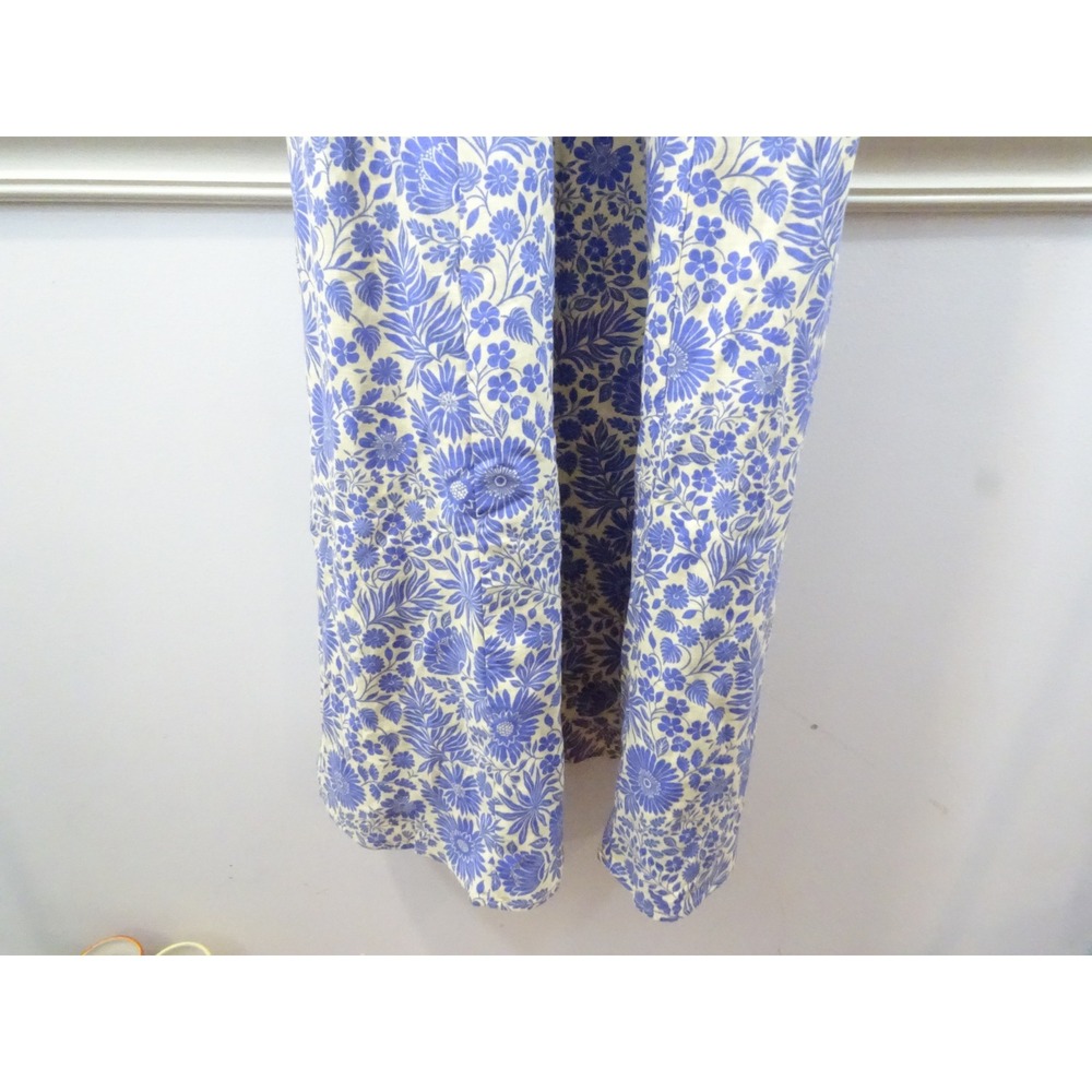 Boden Blue Floral Linen Cotton Maxi Dress Puff Sleeve Sweetheart Neck NWT US 4R - Picture 2 of 13